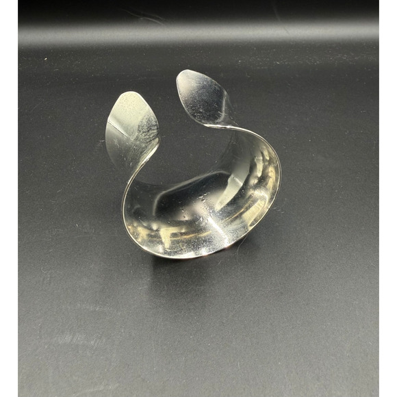 Vintage Open Cuff Bracelet Silver Tone Bangle - Picture 2 of 9